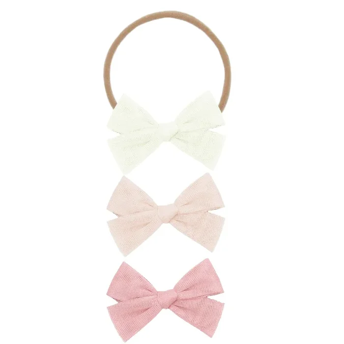 Tulle Bow 3 pack || blush headbands