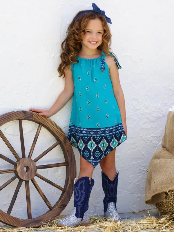 Turquoise Trails Handkerchief Bandana Dress