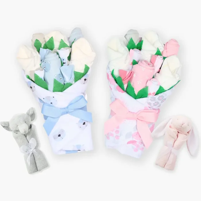 Twin Baby Gift Set – Bouquets & Lovey Blanket