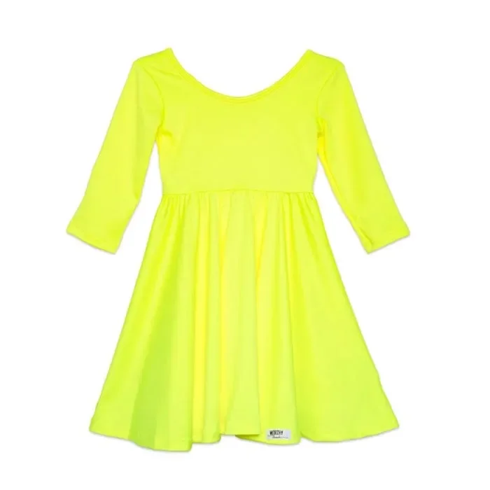 Twirly Dress In Neon Yellow