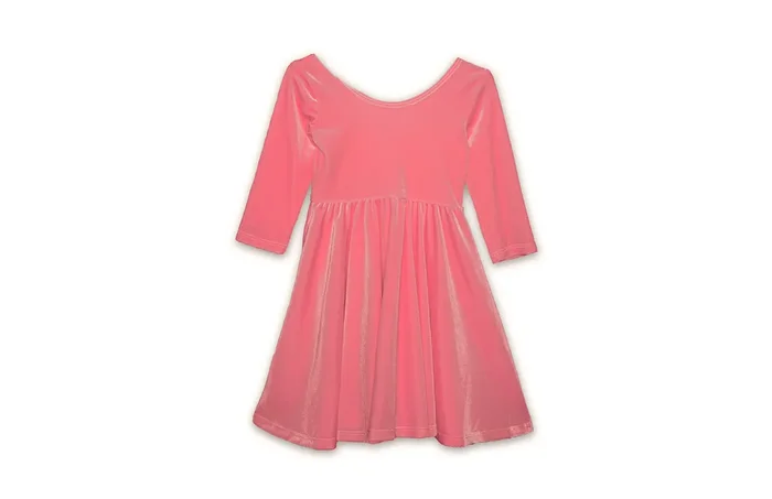 Twirly Dress In Pink Candy Stretch Velvet