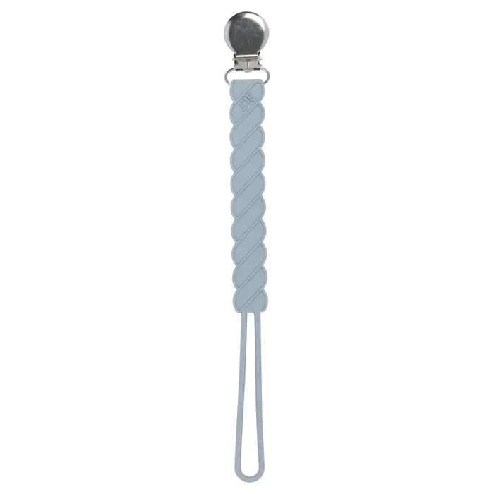 Twist Glacier Blue Gray All Silicone One Piece Pacifier Clip