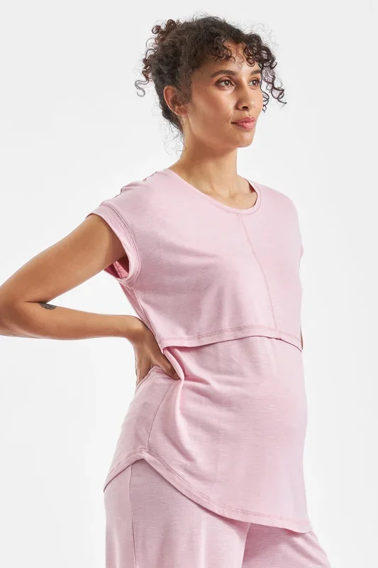 Umstands- und Still-Pyjama-Shirt rosa