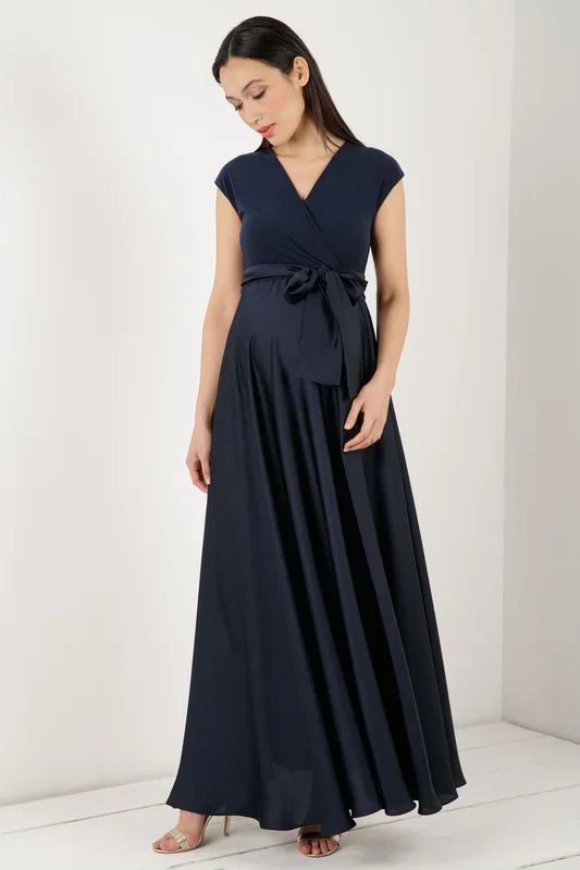 Umstands- und Stillkleid mit Satinrock navy