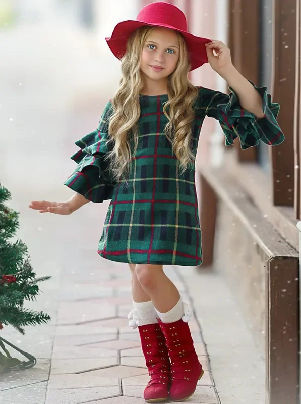 Under The Mistletoe Tiered Sleeve Miya Dress