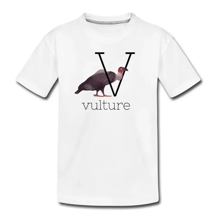 V is for Vulture Alphabet Letter of the Day Organic Toddler T-shirt
