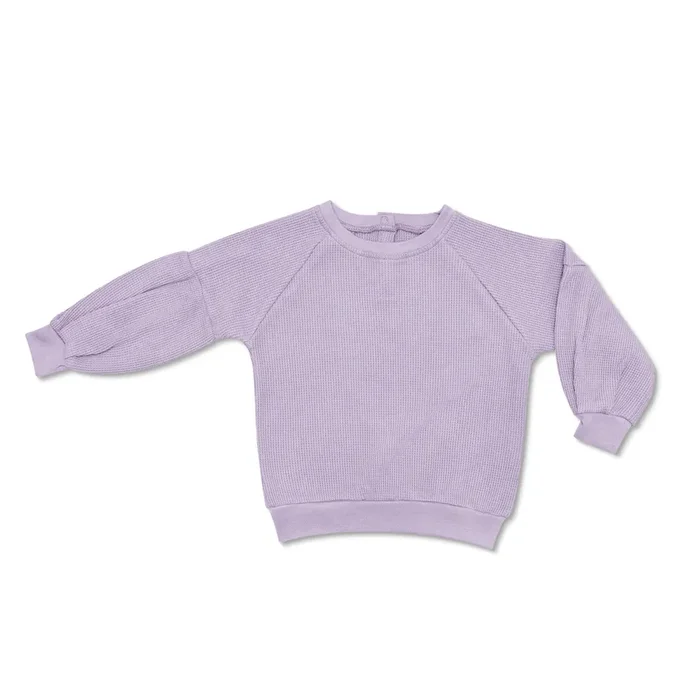 Waffle Balloon Sleeve Sweatshirt – Lavender