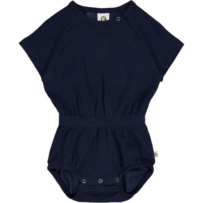 Waffle Raglan Short-Sleeve Bodysuit – Night Blue