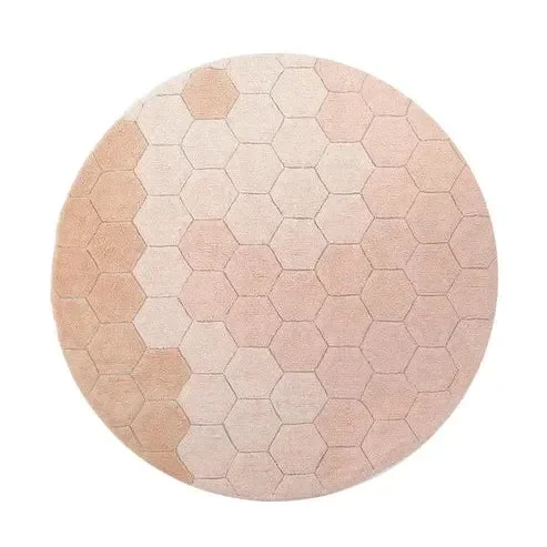 Washable Round Rug – Honeycomb Rose