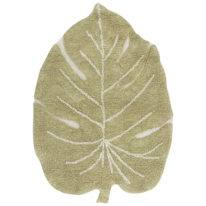 Washable Rug – Mini Monstera Leaf Olive