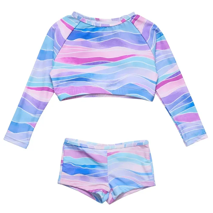 Water Hues Crop Ls Rash Top Set