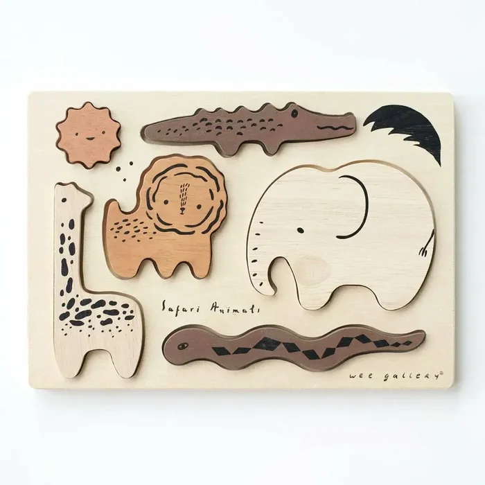 Wee Gallery Wooden Tray Puzzle – Safari Animals 2nd Edition