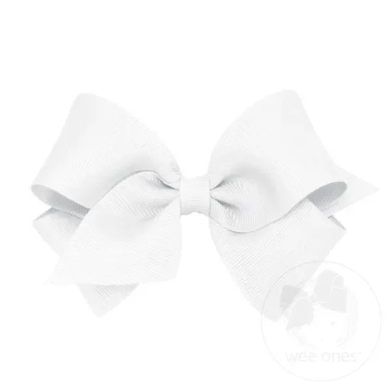 Wee Ones Small Classic Grosgrain Hair Bow- White