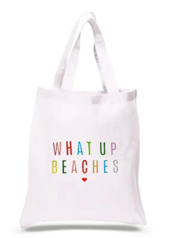 What Up Beaches White Bag