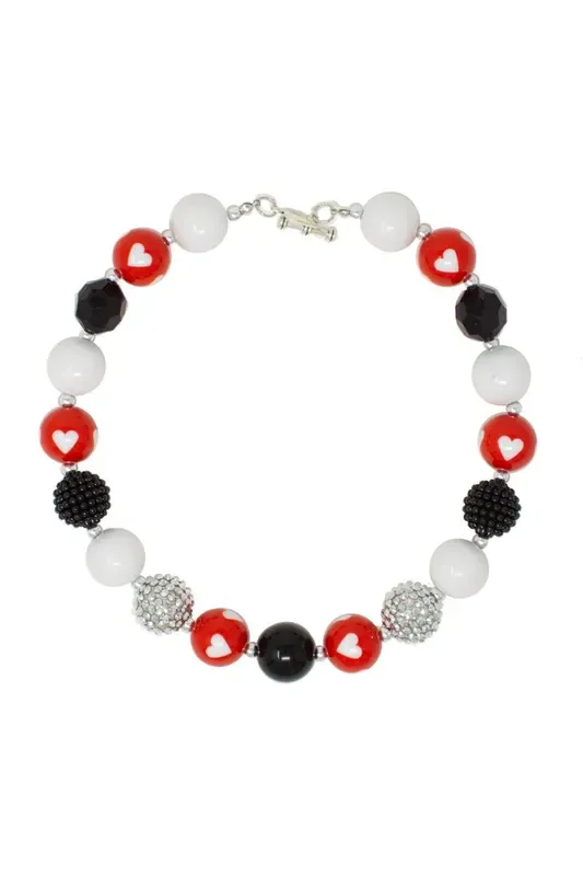 White & Red Heart Bubblegum Necklace