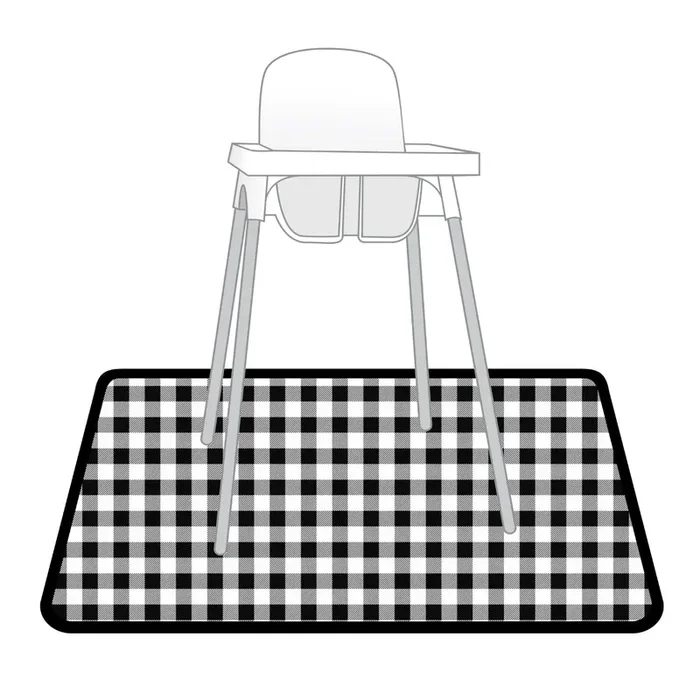 White Buffalo Plaid Splash Mat – A Waterproof Catch-all For Highchair Spills And More!