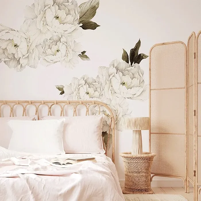 White Peonies Wall Decals