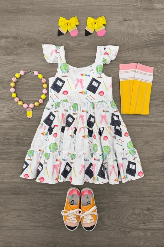 White School Supplies Tank Dress