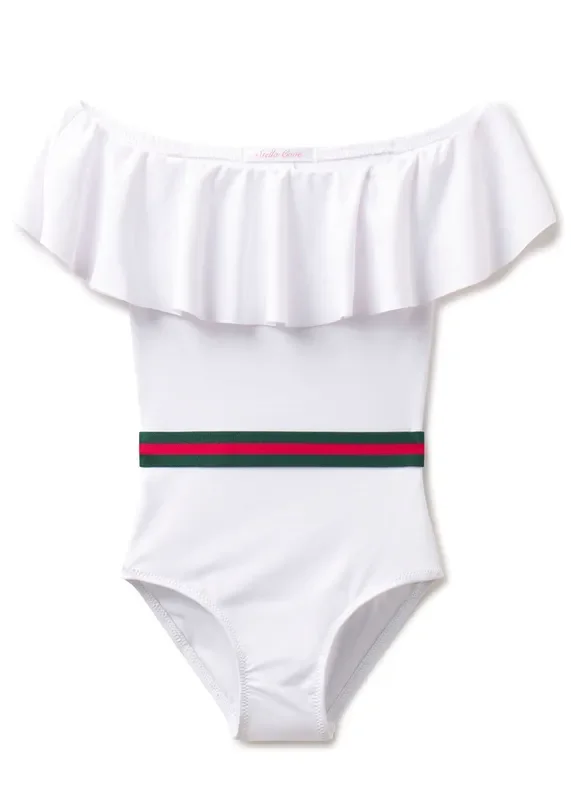 White Swimsuit With Belt