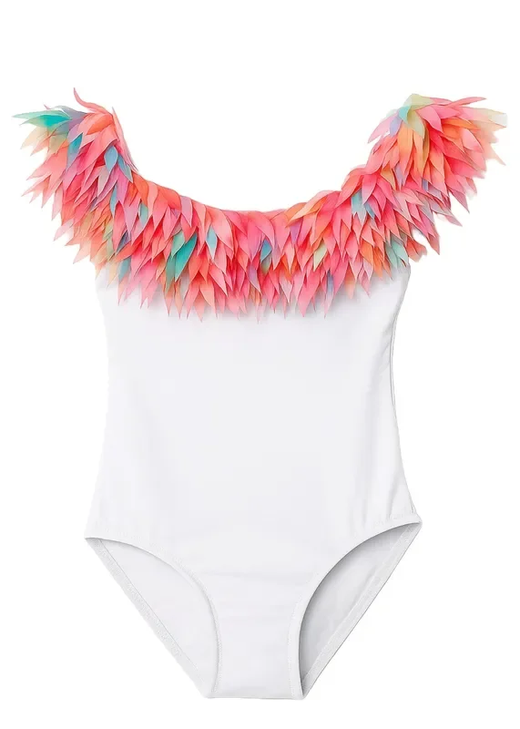 White Swimsuit With Sugar Skies Petals