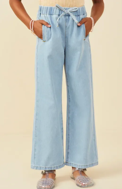 Wide Leg Drawstring Pants | Denim