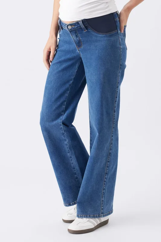 Wide leg maternity jeans with side stretch panels