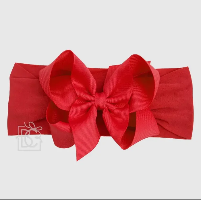Wide pantyhose headband with 4.5” bow (0/3m)