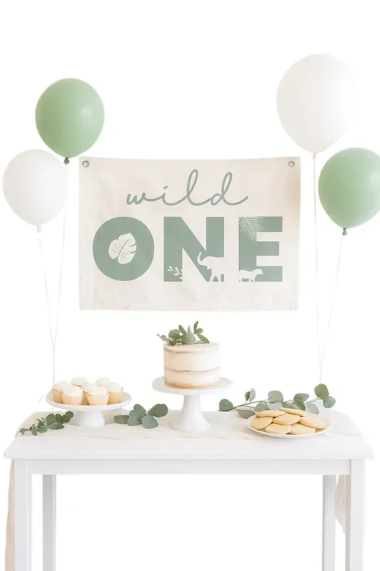 Wild One First Birthday Canvas Banner – Jungle Theme