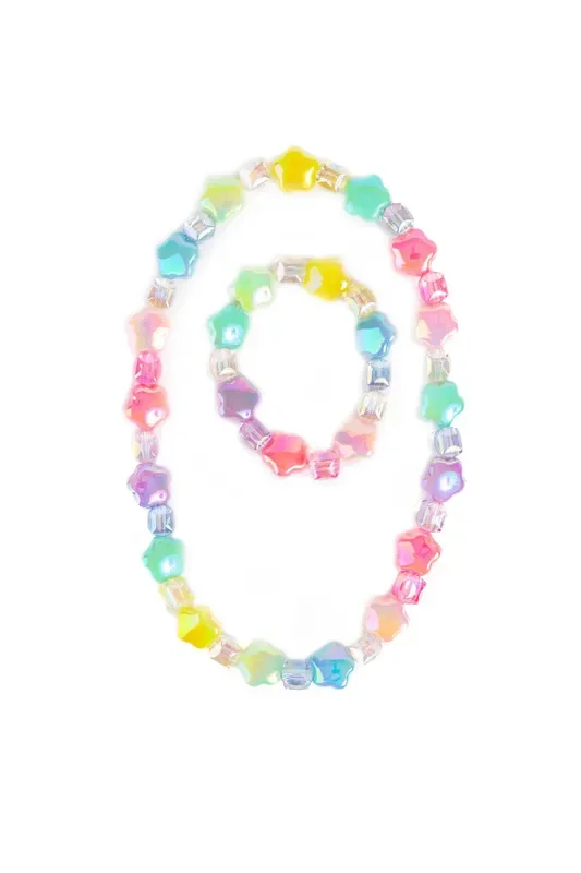 Wish Upon a Rainbow Star Necklace & Bracelet Set, 2pc