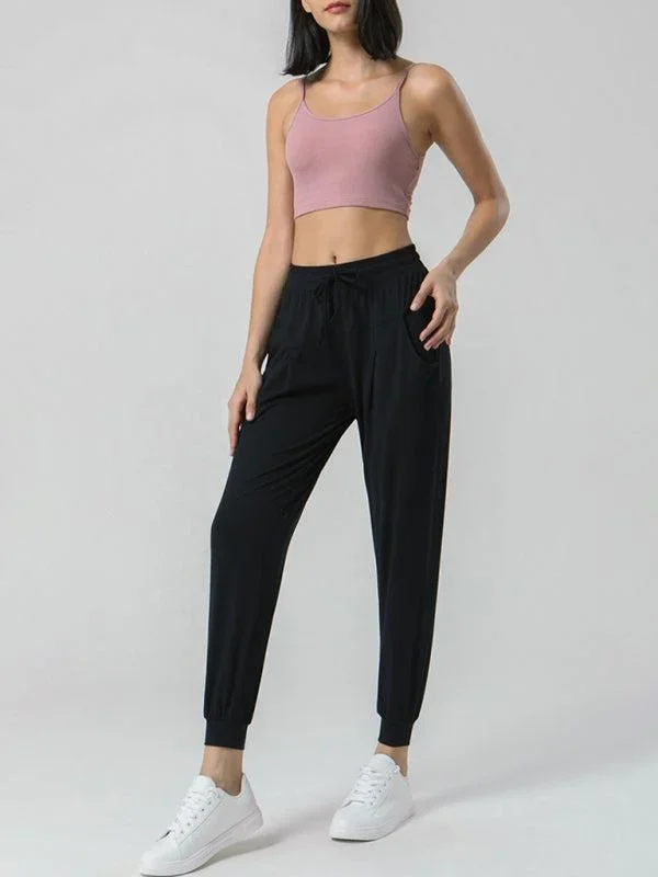 Women’s Drawstring Waist Cuffed Sports Trousers