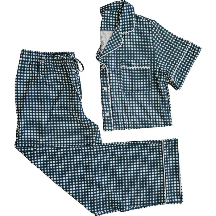 Women’s Navy Gingham Pajama Set