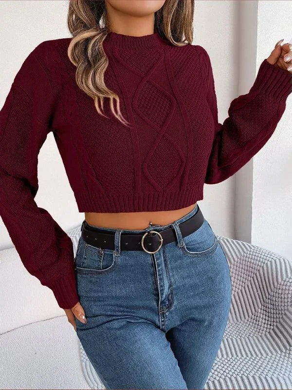 Women’s Twist Pattern Cropped Knitted Jumper