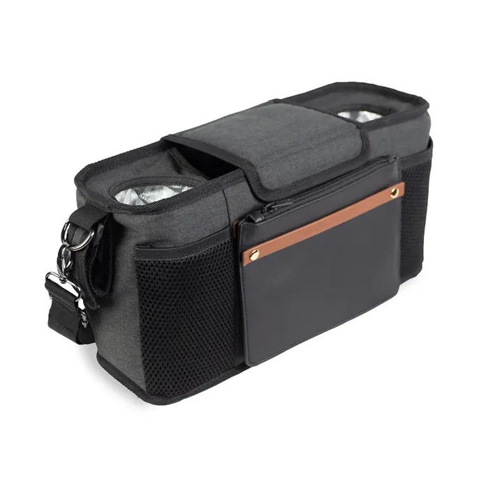 WonderFold Parent Console with 2 Insulated Cup Holders – Black