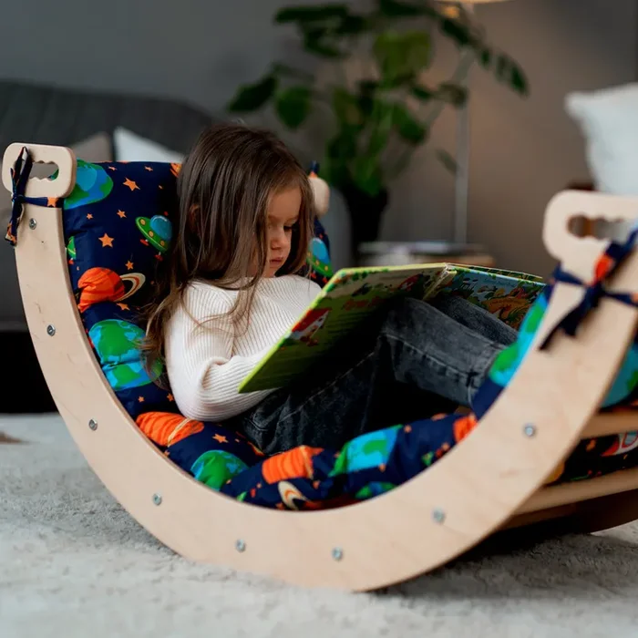Wood and Hearts Eco-Friendly Wooden Large Montessori Climbing Arch with Cushion or Tent