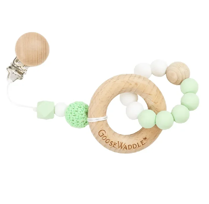 Wooden And Silicone Teether – Mint