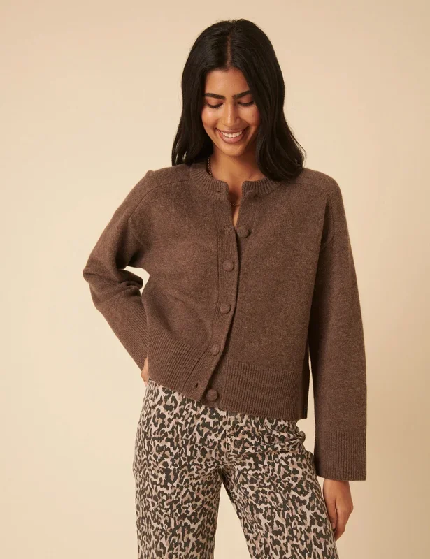 Wool Crew Neck Cardigan