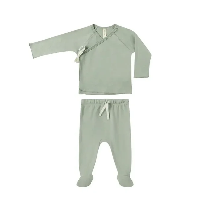 Wrap Top + Footed Pant Set – Fern