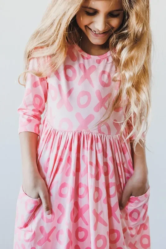 XOXO 3/4 Sleeve Pocket Twirl Dress