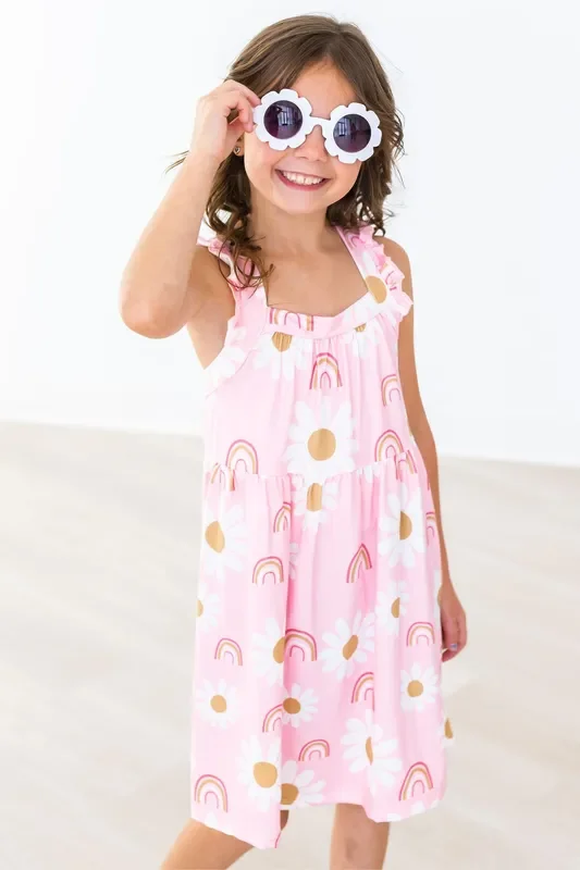 You Are My Sunshine Ruffle Cross Back Dress
