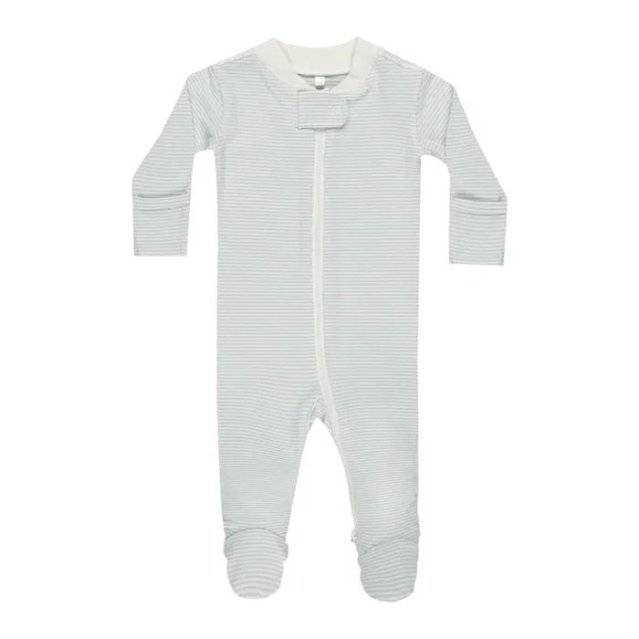Zip Long Sleeve Sleeper Footie – Sky Micro Stripe