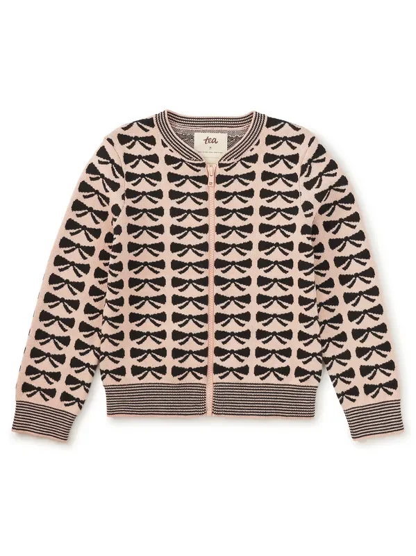 Zip Up Bow Cardigan